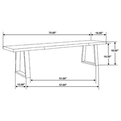 Ditman Live Edge Dining Bench Grey Sheesham and Black - 110183