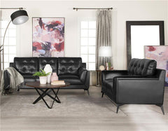 Moira 2-piece Upholstered Wedge Arm Tufted Sofa Set Black - 511131-S2