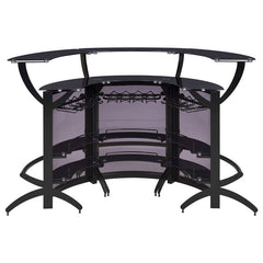 Dallas 2-shelf Curved Home Bar Smoke and Black Glass (Set of 3) - 182135-S3