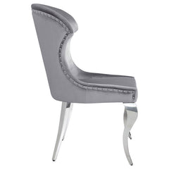 Cheyanne Upholstered Wingback Side Chair with Nailhead Trim Chrome and Grey (Set of 2) - 190743