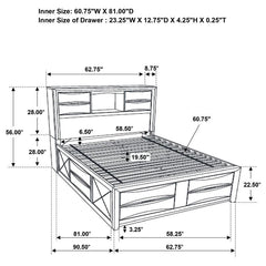 Briana Wood Queen Storage Bookcase Bed Black - 202701Q