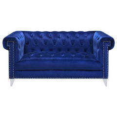 Bleker Upholstered Tuxedo Arm Tufted Loveseat Blue - 509482