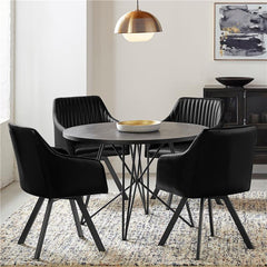 Arika Tufted Sloped Arm Swivel Dining Chair Black and Gunmetal - 193372BLK