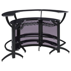 Dallas 2-shelf Curved Home Bar Smoke and Black Glass (Set of 3) - 182135-S3