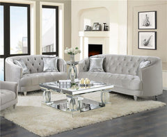 Avonlea 2-piece Upholstered Sloped Arm Sofa Set Grey Velvet - 508461-S2