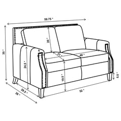 Leaton Upholstered Recessed Arm Loveseat Brown Sugar - 509442