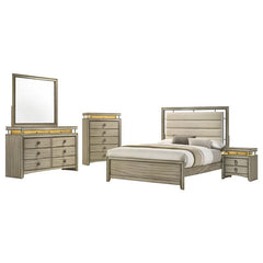 Giselle 5-piece Eastern King Bedroom Set Rustic Beige - 224391KE-S5