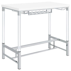 Norcrest Pub Height Bar Table with Acrylic Legs and Wine Storage White High Gloss - 182101