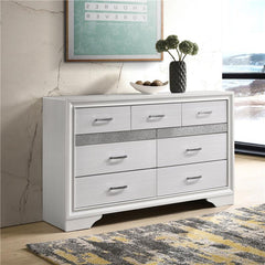 Miranda 7-drawer Dresser White and Rhinestone - 205113