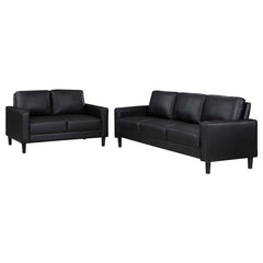 Ruth 2-piece Upholstered Track Arm Sofa Set Black - 508361-S2