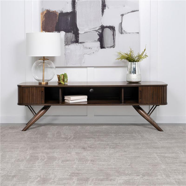 Valna Wood 71" TV Stand with Sliding Doors Walnut - 701713