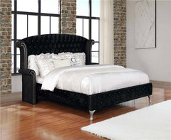 Deanna Upholstered California King Wingback Bed Black - 206101KW
