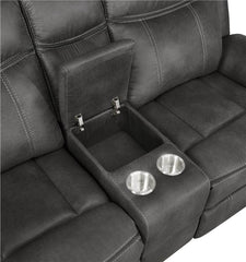 Lawrence Upholstered Padded Arm Reclining Loveseat Charcoal - 603505