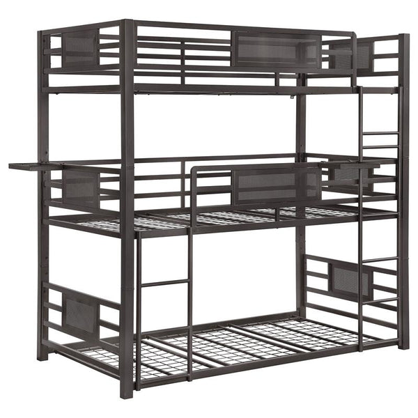 Rogen Metal Twin Triple Bunk Bed Dark Bronze - 460394T