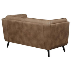 Thatcher Upholstered Tuxedo Arm Tufted Loveseat Brown - 509422