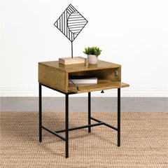 Stephie Rectangular Side End Table with Storage Honey Brown - 704697