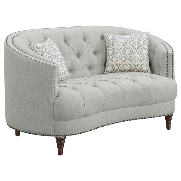 Avonlea Upholstered Sloped Arm Loveseat Grey Fabric - 505642