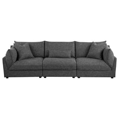 Sasha 3-Piece Upholstered Sofa Barely Black - 551681-SETB