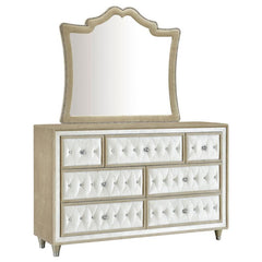 Antonella 7-drawer Upholstered Dresser with Mirror Ivory - 223523M