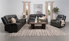 Raelynn 3-piece Upholstered Reclining Sofa Set Grey - 603191-S3