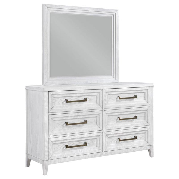 Marielle 6-drawer Dresser with Mirror Distressed White - 224843M