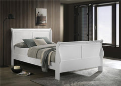 Louis Philippe Wood Queen Sleigh Bed White - 204691Q