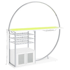 Risley 2-door Circular LED Home Bar with Wine Storage White High Gloss - 182798