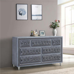 Antonella 7-drawer Upholstered Dresser Grey - 223583
