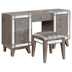 Leighton Vanity Desk and Stool Metallic Mercury - 204927