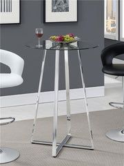 Zanella Glass Top Bar Table Chrome - 100026