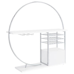 Risley 2-door Circular LED Home Bar with Wine Storage White High Gloss - 182798