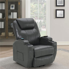 Sanger Upholstered Power Lift Massage Recliner Charcoal Grey - 600498P