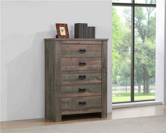 Frederick 5-drawer Bedroom Chest Weathered Oak - 222965