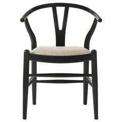 Cortona Danish Y-Shaped Back Wishbone Dining Side Chair Black and Beige (Set of 2) - 108482