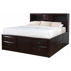 Phoenix Wood California King Storage Bookcase Bed Cappuccino - 200409KW