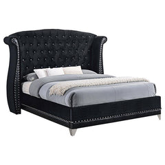 Barzini Upholstered Queen Wingback Bed Black - 300643Q