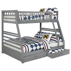 Ashton 2-drawer Wood Twin Over Full Bunk Bed Grey - 460182
