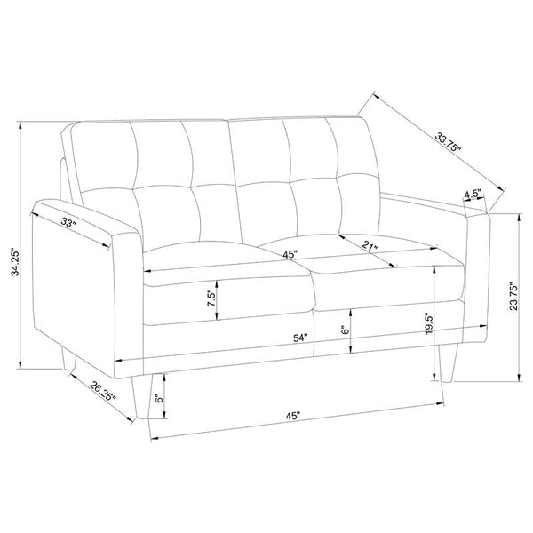 Watsonville 2-piece Upholstered Track Arm Sofa Set Grey - 552001-S2