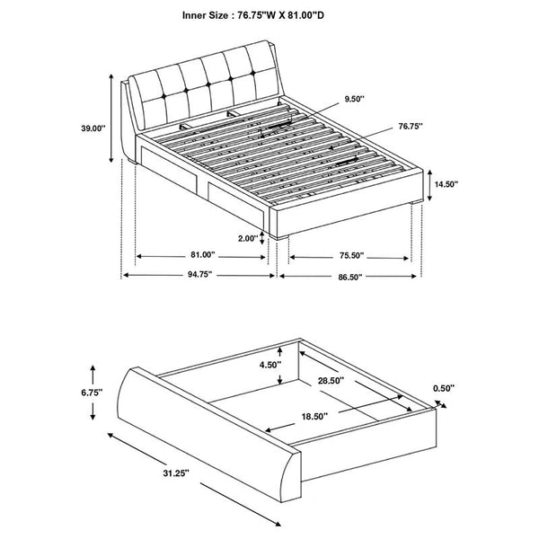 Fenbrook Upholstered Eastern King Storage Panel Bed Grey - 300523KE