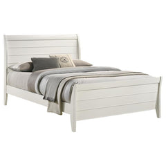 Selena Wood Full Panel Bed Cream White - 400231F