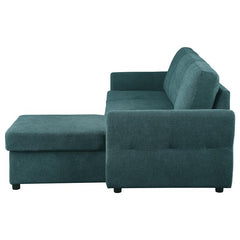 Samantha Upholstered Storage Sleeper Sectional Sofa Teal - 511087