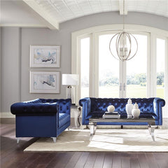 Bleker 2-piece Upholstered Tuxedo Arm Tufted Sofa Set Blue - 509481-S2
