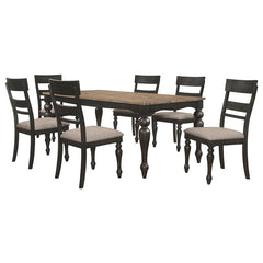 Bridget 7-piece Rectangular Dining Set Brown Brushed and Charcoal Sandthrough - 108221-S7