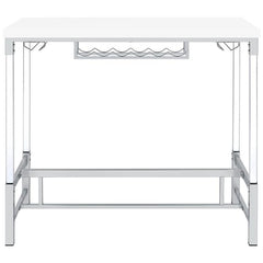 Norcrest Pub Height Bar Table with Acrylic Legs and Wine Storage White High Gloss - 182101