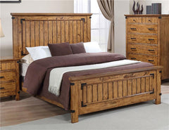 Brenner Wood Queen Panel Bed Rustic Honey - 205261Q