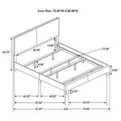 Dorian Upholstered California King Panel Bed Grey - 300763KW