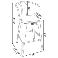 Cavalier Wooden Seat Bar Stools Dark Elm and Matte Black (Set of 2) - 100737
