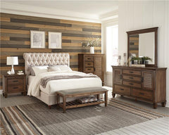 Franco Bench with Lower Shelf Beige and Burnished Oak - 200977