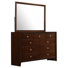 Serenity Rectangular 9-drawer Dresser with Mirror Rich Merlot - 201973M