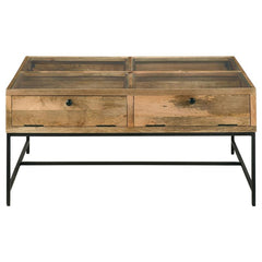 Stephie 4-drawer Square Glass Top Coffee Table Honey Brown - 704698